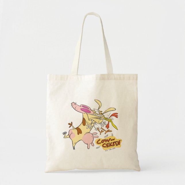Tote Bag Graphisme de la vache et du poulet (Devant)