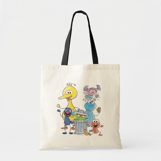 Tote Bag Graphisme Doodley des amis de Sesame (Devant)