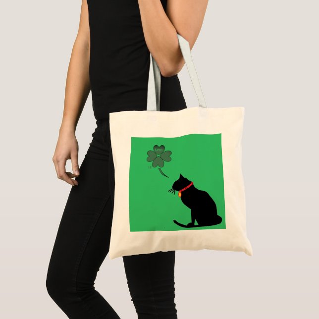 Tote Bag Graphisme Shamrock Vert Chat Et Blanc Fourre-tout (Devant (produit))