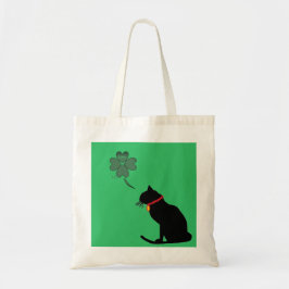 Tote Bag Graphisme Shamrock Vert Chat Et Blanc Fourre-tout