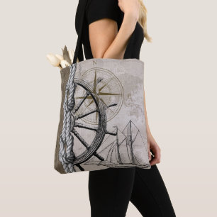 Tote Bag Graphisme vintage beige et Brown