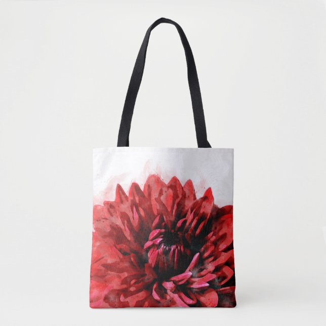 Tote Bag Gras Dahlia Aquarelle Crimson (Devant)
