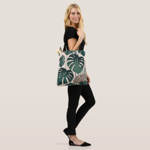 Tote Bag Gras Green Monstera Feuilles Tropical Jungle