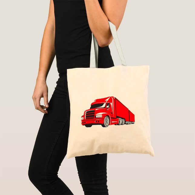 Tote Bag Gras Red Semi-Truck Big Rig Trucker (Créateur téléchargé)