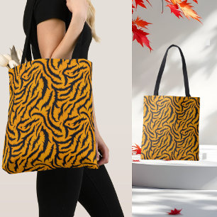 Tote Bag Gras Tiger Stripes Motif en orange et noir