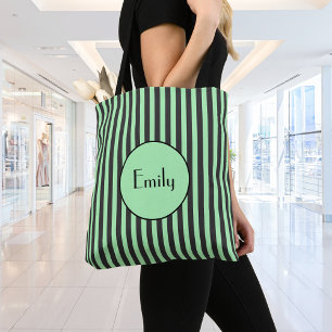 Tote Bag Gras vert et noir bande personnalisée
