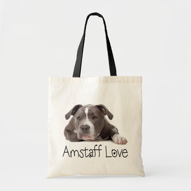 Tote Bag Gray American Staffordshire Terrier Dog - Amstaff (Devant)