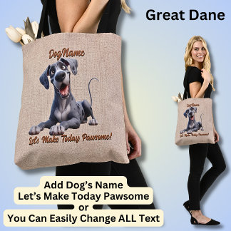 Tote Bag Great Dane - Ajouter le nom du chien, modifier le