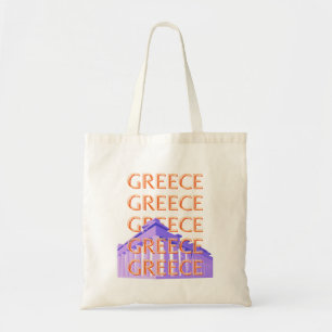 Tote Bag Grèce, Athènes Travel Art, Orange