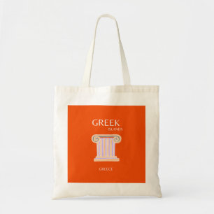 Tote Bag Grèce, Îles grecques, Voyage Preppy, Orange