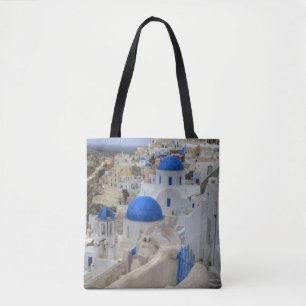 Tote Bag Grèce, Santorin. Tour Bell et dômes bleus