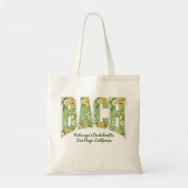 Tote Bag Green BACH Retro Floral Varsity Bridesmaid