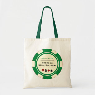 Tote Bag Green Cream Las Vegas Casino Poker Chip Anniversai