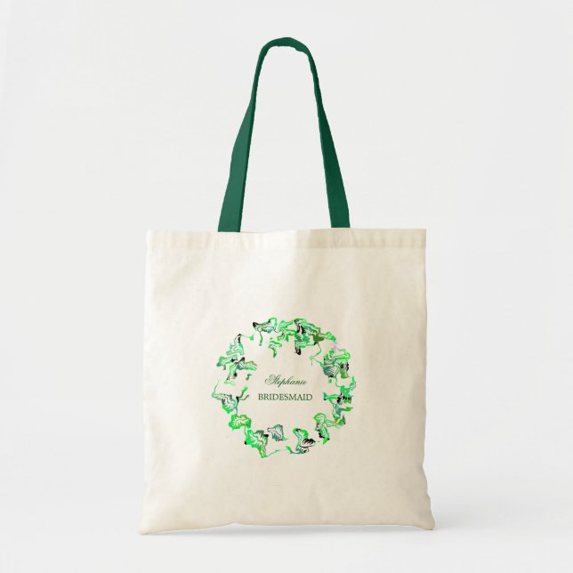 Tote Bag Green Crest Nom personnalisé Mariage Bridesmaid Ca (Devant)