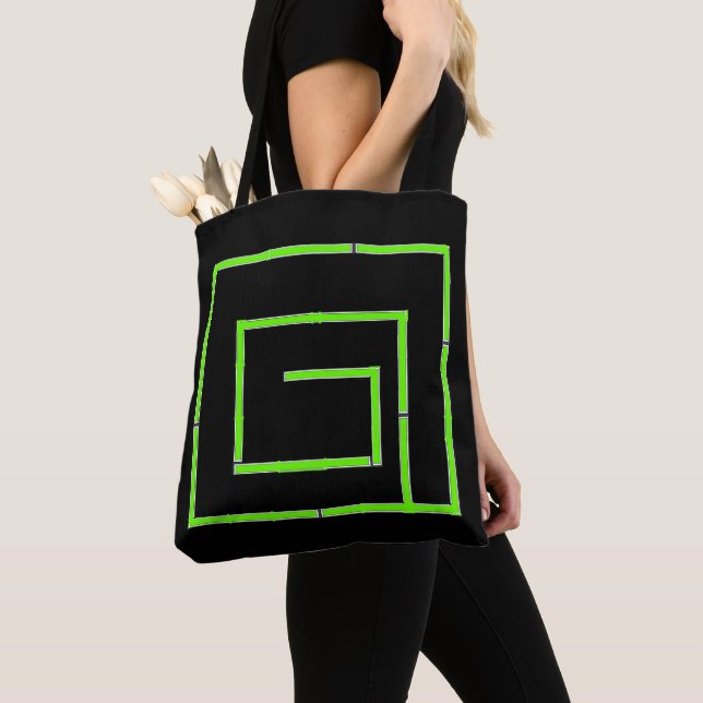 Tote Bag Green Geo Black (De près)