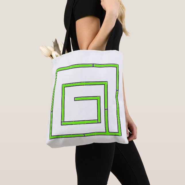 Tote Bag Green Geo White (De près)