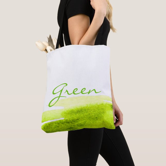 Tote Bag Green grass lime watercolor minimal (De près)