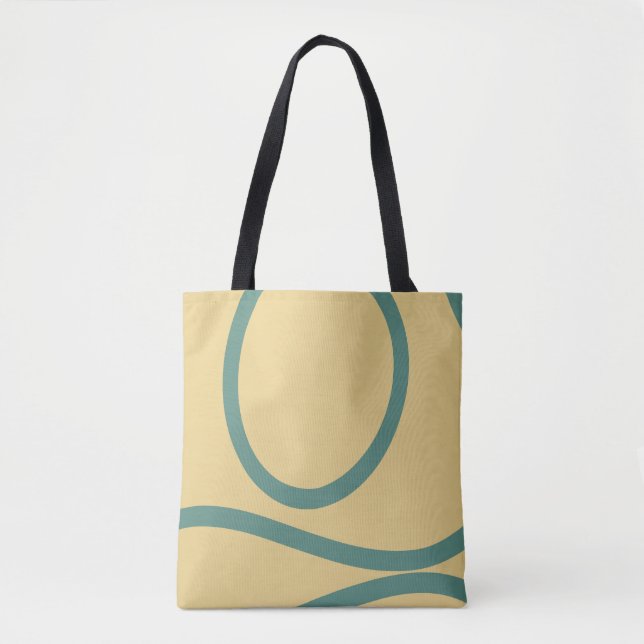 Tote Bag – Green Lines on Yellow Tasche (Vorderseite)