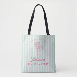 Tote Bag Green Palm Spring Pastel Beach Anniversaire