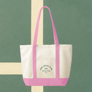 Tote Bag Green PKBL Social Club Crest Pickleball Pink Trier