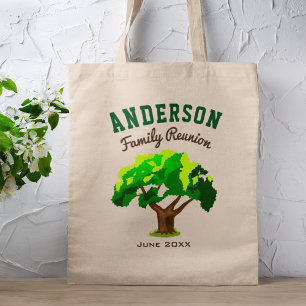 Tote Bag Green Tree Custom Name Family Reunion