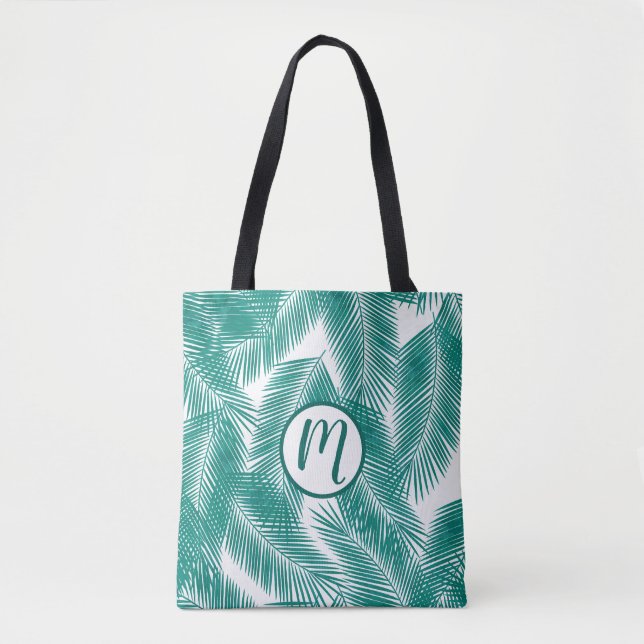 Tote Bag Green Tropical Palm Feuille Motif (Devant)