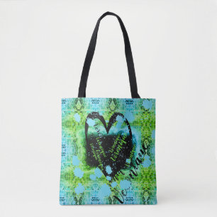 Tote Bag Green Turquoise nom du coeur de peinture Véronique