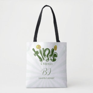 Tote Bag Green Weenies & Tinis Funny Martini fête d'anniver