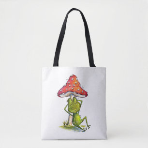 Tote Bag Grenouille à couchage lunaire sous un champignon