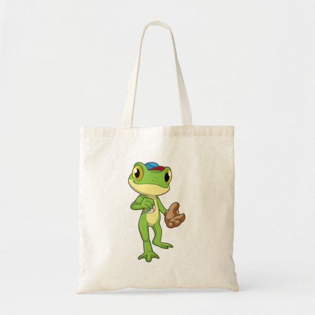 Tote Bag Grenouille au baseball avec gant de baseball (Devant)