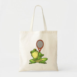Tote Bag Grenouille au tennis avec raquette de tennis