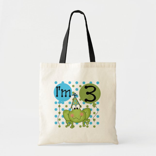 Tote Bag Grenouille Bleue 3ème Anniversaire Tshirts et cade (Devant)