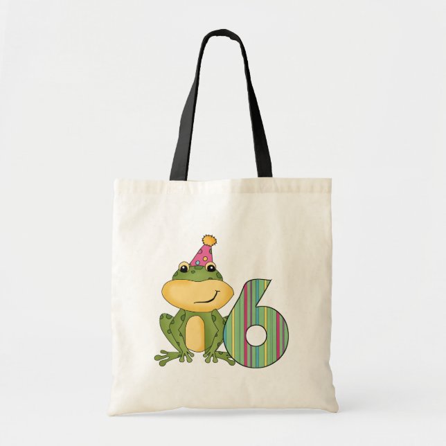 Tote Bag Grenouille de fête 6e anniversaire T-shirts et cad (Devant)