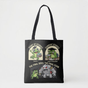 Tote Bag Grenouille Étudiante Drôle Examen Final Niveau Pa