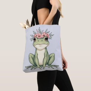 Tote Bag Grenouille florale en gros Cottagecore Art