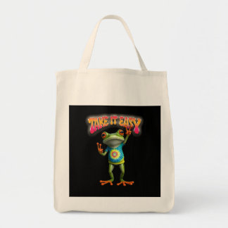 Tote Bag Grenouille Hippie Prenez les Choses Calmement Amus