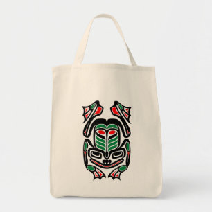 Tote Bag Grenouille indigène d'art de Haida - noir