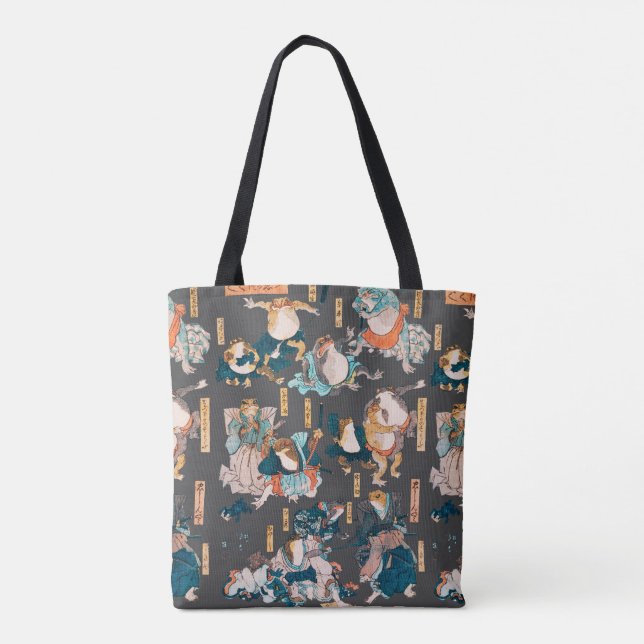 Tote Bag Grenouille japonaise ukiyo-e Froggies (Dos)