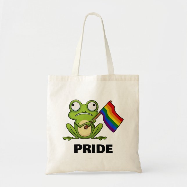 Tote Bag Grenouille LGBT avec drapeau de fierté (Devant)