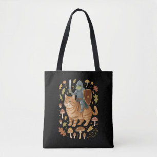 Tote Bag Grenouille médiévale sur chat orange Goblincore tr