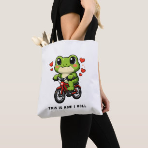 Tote Bag Grenouille Mignonne à Vélo Art de Grenouille Kaw