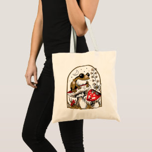 Tote Bag Grenouille sur un champignon sous un ciel éclairé 
