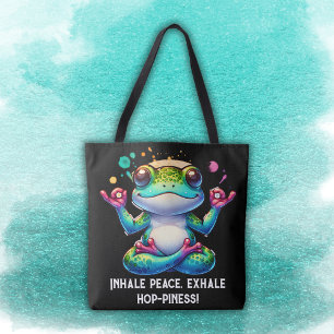 Tote Bag Grenouille verte moderne Inhale Exhale