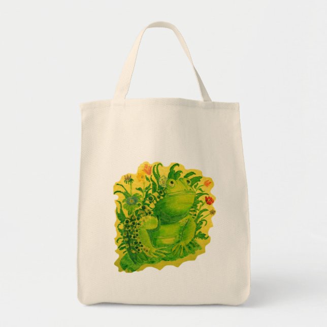 Tote Bag Grenouille verte peinte Art (Devant)