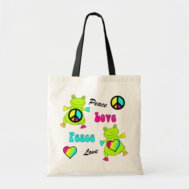 Tote Bag Grenouilles de paix et d'amour (Devant)