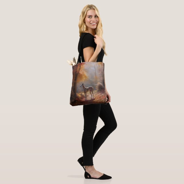 Tote Bag Greyhound à l'automne Feuilles automne Inspiration (Sur le modèle)