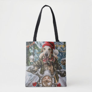 Tote Bag Greyhound Chien équitation Moto Noël