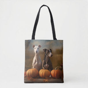 Tote Bag Greyhound Chiot Automne Citrouille de plaisir