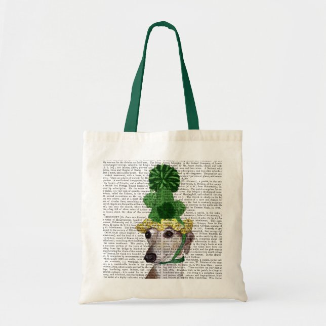 Tote Bag Greyhound en vert Casquette tricoté 2 (Devant)