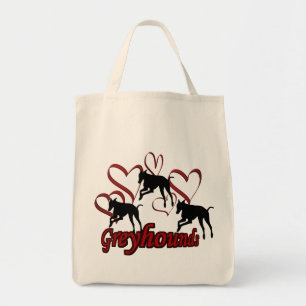Tote Bag Greyhounds et Red Heart Chien